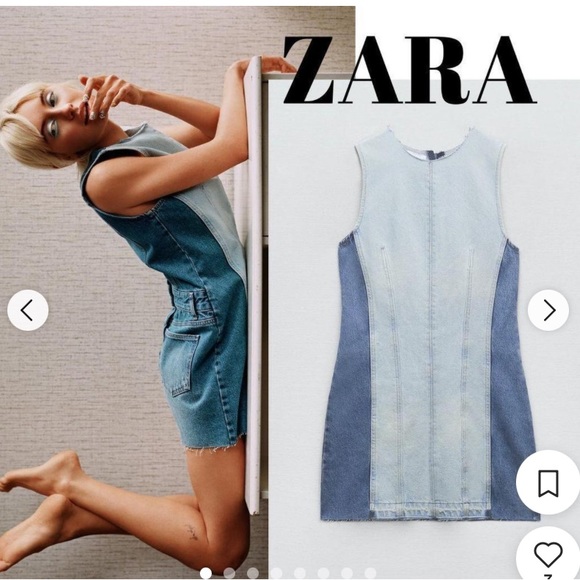 ZARA TRF PATCHWORK DENIM DRESS - Picture 2 of 2